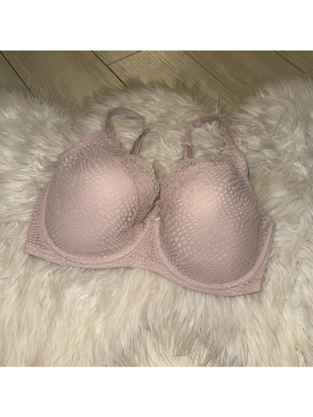 Natori Beyond Contour Bra Lace Lined Underwire Womens 34DDD Pink 722286